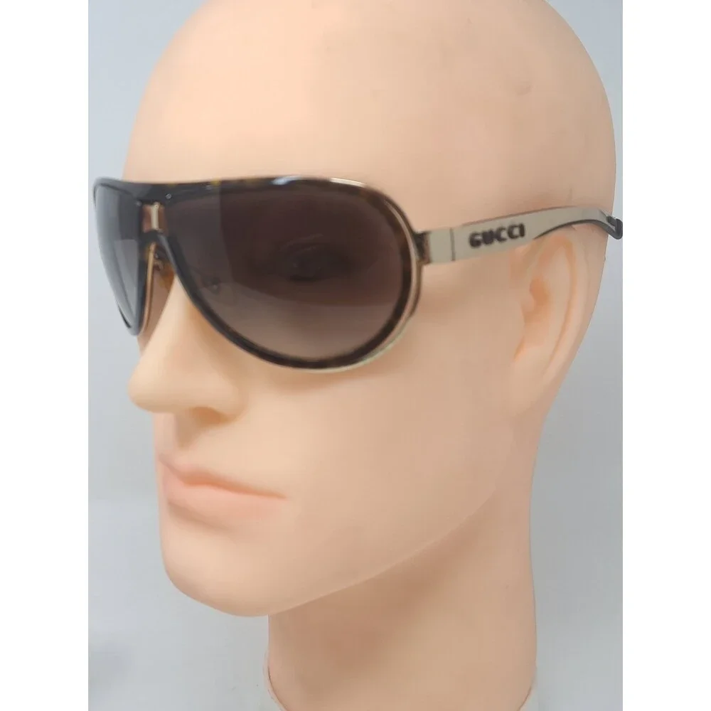 Gucci Vintage Sunglasses Y2K 90s Wrap Havana Gold Gradient GG1566/S 66-09-120